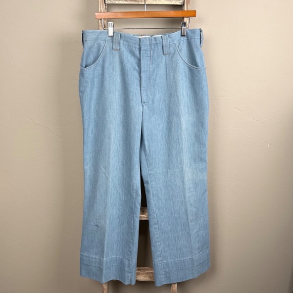 American Vintage Other - Vintage‎ 70s Tobias Blue Flared Hippie Zip Fly Denim Jeans 34x27.5, USA